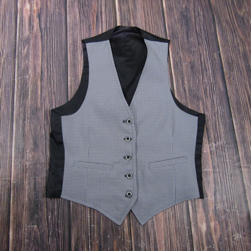 Suit Vest Men 40 Blue Polyester Tweed 3 Piece Reversible Belted Formal Waistcoat